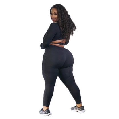 Womens Plus Size Workout Sports Fitness Yoga Two-piece Suit