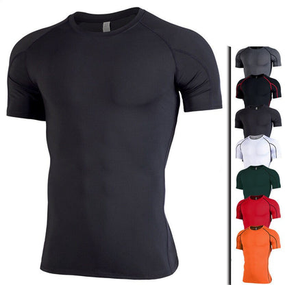 Mens Plus Size Short Sleeve Fitness Compression Top