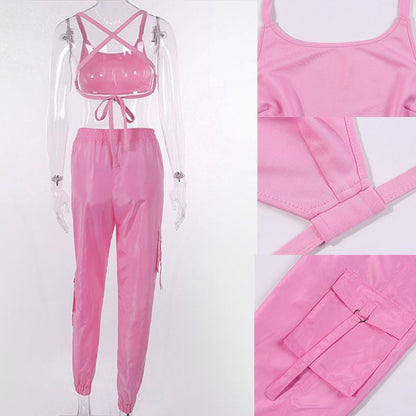 Womens Sports Fitness Sweatsuit Set Casual 2 Piece Outfit Long Pant Set Sports Bra Top Womens Sweatsuits Tracksuits