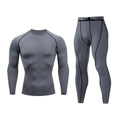 Compression Fitness Suit Men's Gym Sports Tights Long-Sleeved Quick-Drying