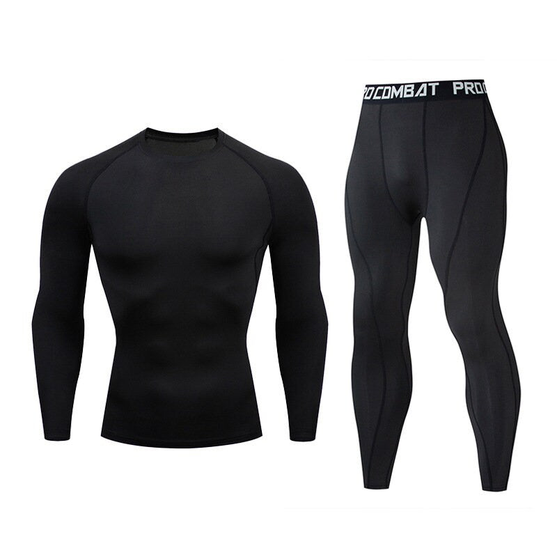 Compression Fitness Suit Men's Gym Sports Tights Long-Sleeved Quick-Drying