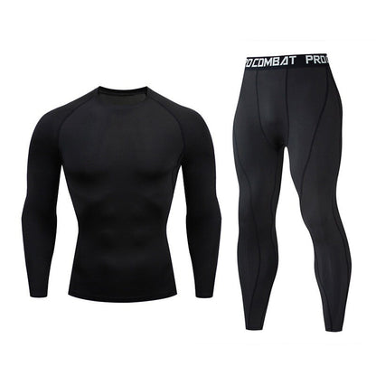 Compression Fitness Suit Men's Gym Sports Tights Long-Sleeved Quick-Drying