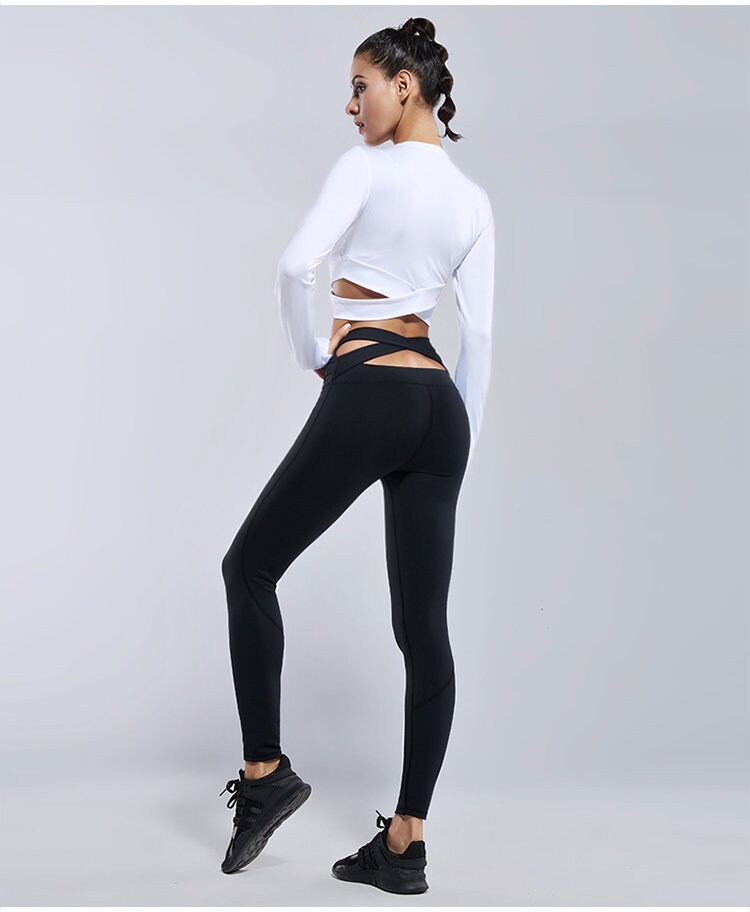 Womens Workout Crop Top Seamless Shirt Athletic Long Sleeve Fitness Tight Tee Long-sleeved Quick-Drying Top
