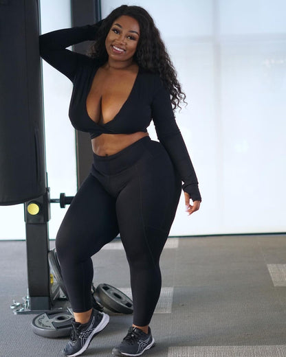Womens Plus Size Workout Sports Fitness Yoga Two-piece Suit
