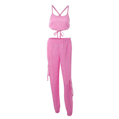 Womens Sports Fitness Sweatsuit Set Casual 2 Piece Outfit Long Pant Set Sports Bra Top Womens Sweatsuits Tracksuits
