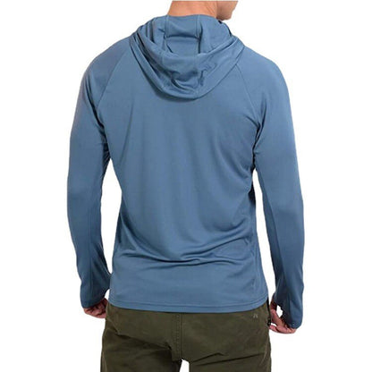 Mens Long Sleeve Light Sun Protection Performance Hoodie with Face Mask  Dry Fit