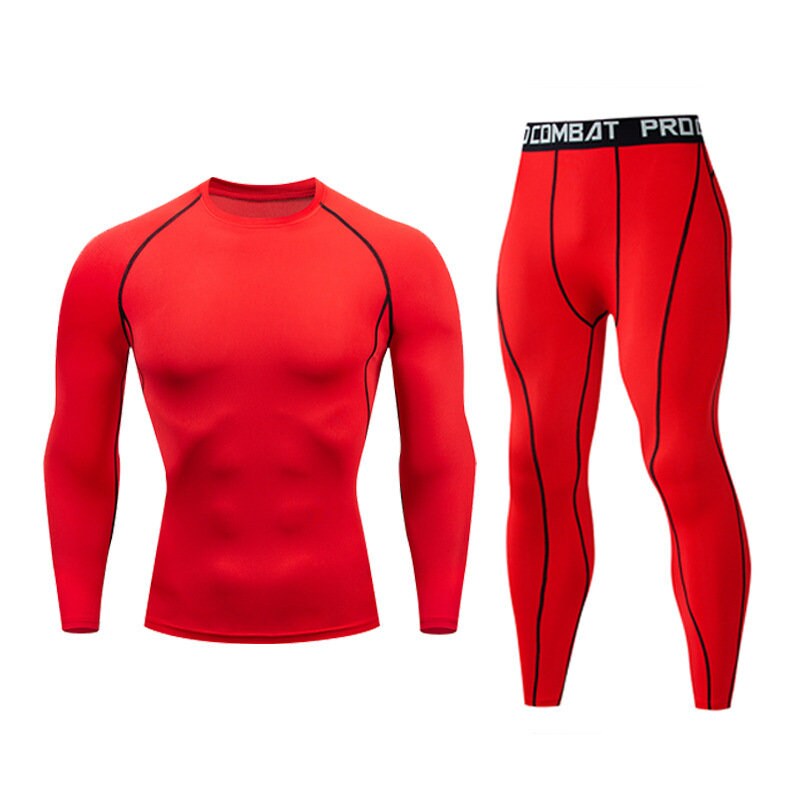 Compression Fitness Suit Men's Gym Sports Tights Long-Sleeved Quick-Drying
