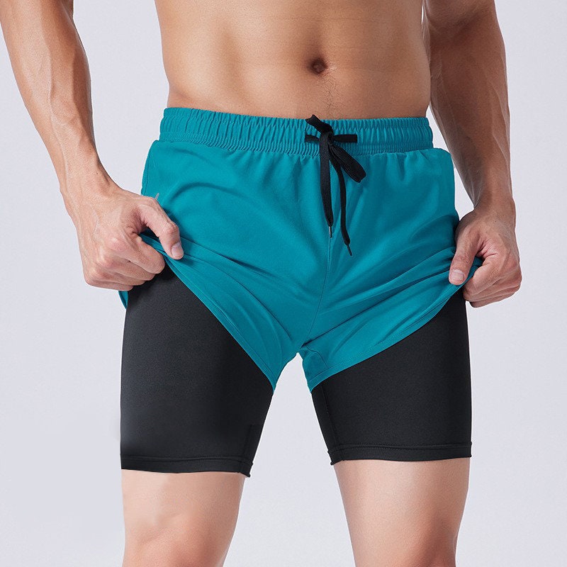 Men's 2 in 1 Running Shorts with Liner, Quick Dry Workout Shorts with Pockets