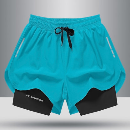 Men's 2 in 1 Running Shorts with Liner, Quick Dry Workout Shorts with Pockets