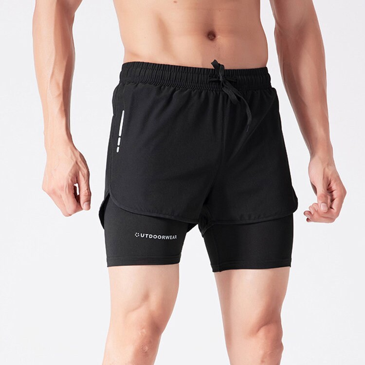 Men's 2 in 1 Running Shorts with Liner, Quick Dry Workout Shorts with Pockets