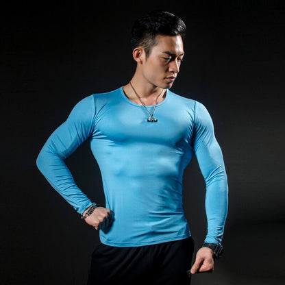 Men's Compression Sun Protection Shirt Long Sleeve Running Quick Dry Lightweight