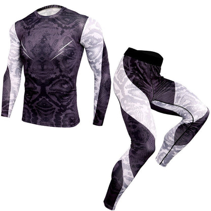 2Pcs Men's Compression Pants Shirt Top Long Sleeve Athletic Clothing Men Workout