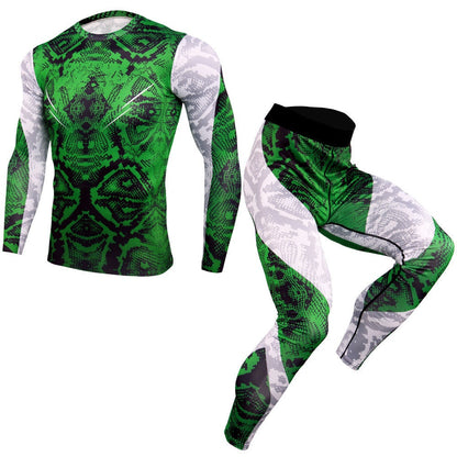 2Pcs Men's Compression Pants Shirt Top Long Sleeve Athletic Clothing Men Workout