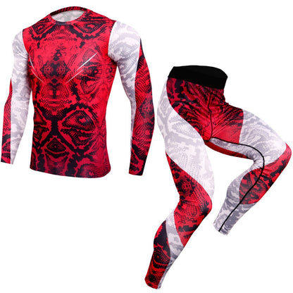 2Pcs Men's Compression Pants Shirt Top Long Sleeve Athletic Clothing Men Workout