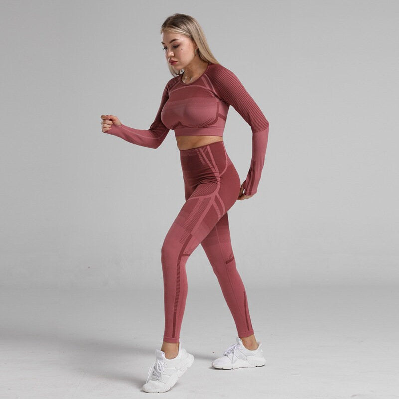 Women Workout Sets, Workout Crop Top Shirt Athletic Long Sleeve Fitness Tight Tee