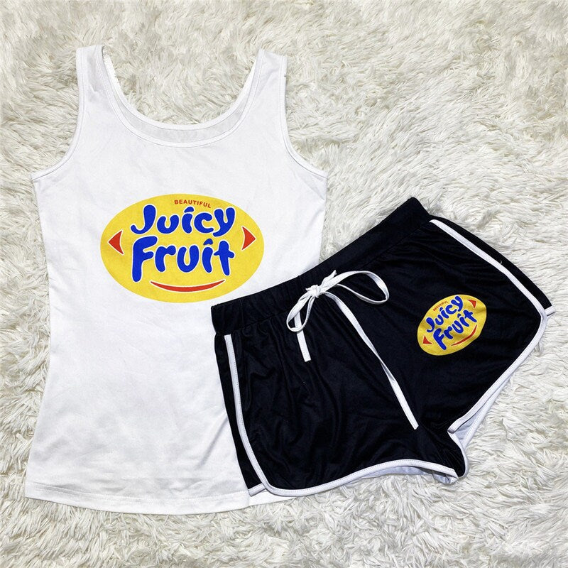 Women's Workout Clothes Short Pants Sport Shorts Summer Athletic Print Short Set Athletic Outfits Set