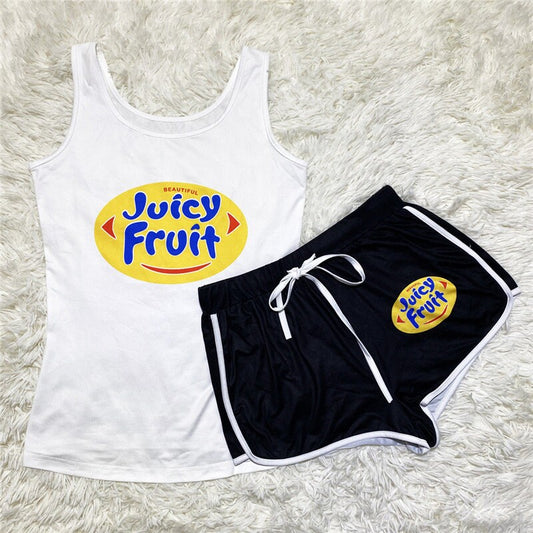 Women's Workout Clothes Short Pants Sport Shorts Summer Athletic Print Short Set Athletic Outfits Set