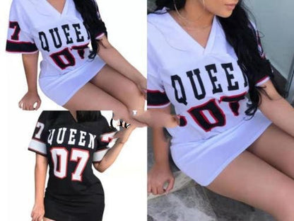 T Shirt Jersey Dress Women Short Dress Hip Hop Queen, Bodycon Mini Dress