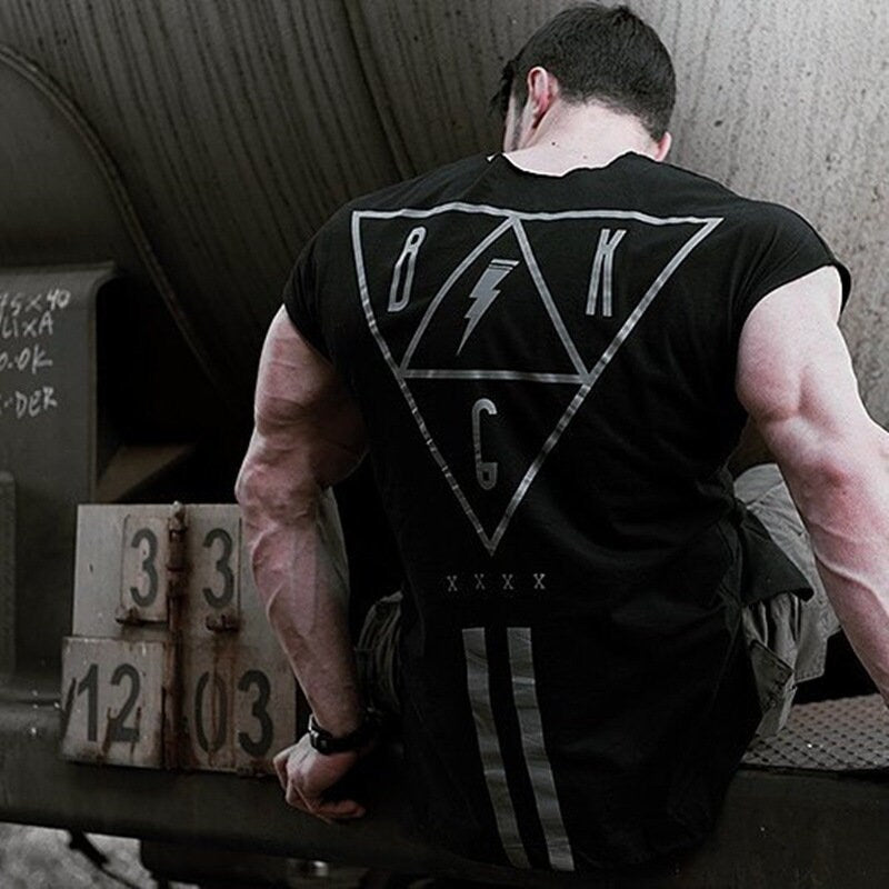 Mens Printed Muscle Fitness Sleeveless Vest Men's Loose Fitness T-Shirt