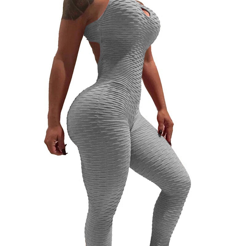 Womens Workout One Piece Sleeveless Jumpsuit Bodysuit backless sleeveless tights