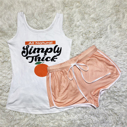 Women's Workout Clothes Short Pants Sport Shorts Summer Athletic Print Short Set Athletic Outfits Set