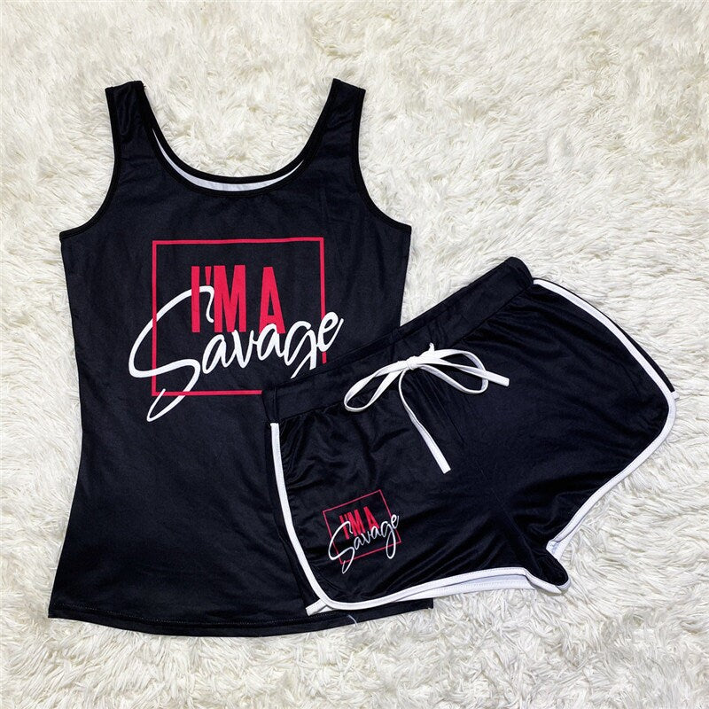 Women's Workout Clothes Short Pants Sport Shorts Summer Athletic Print Short Set Athletic Outfits Set