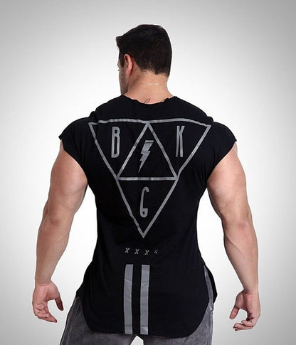 Mens Printed Muscle Fitness Sleeveless Vest Men's Loose Fitness T-Shirt