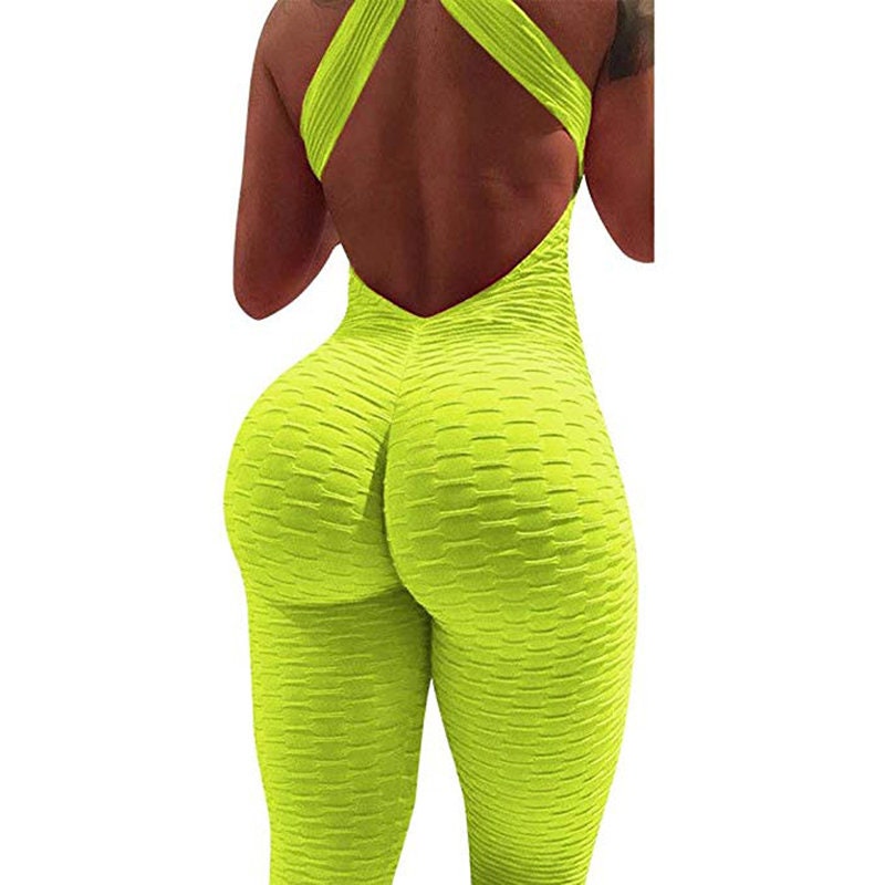 Womens Workout One Piece Sleeveless Jumpsuit Bodysuit backless sleeveless tights