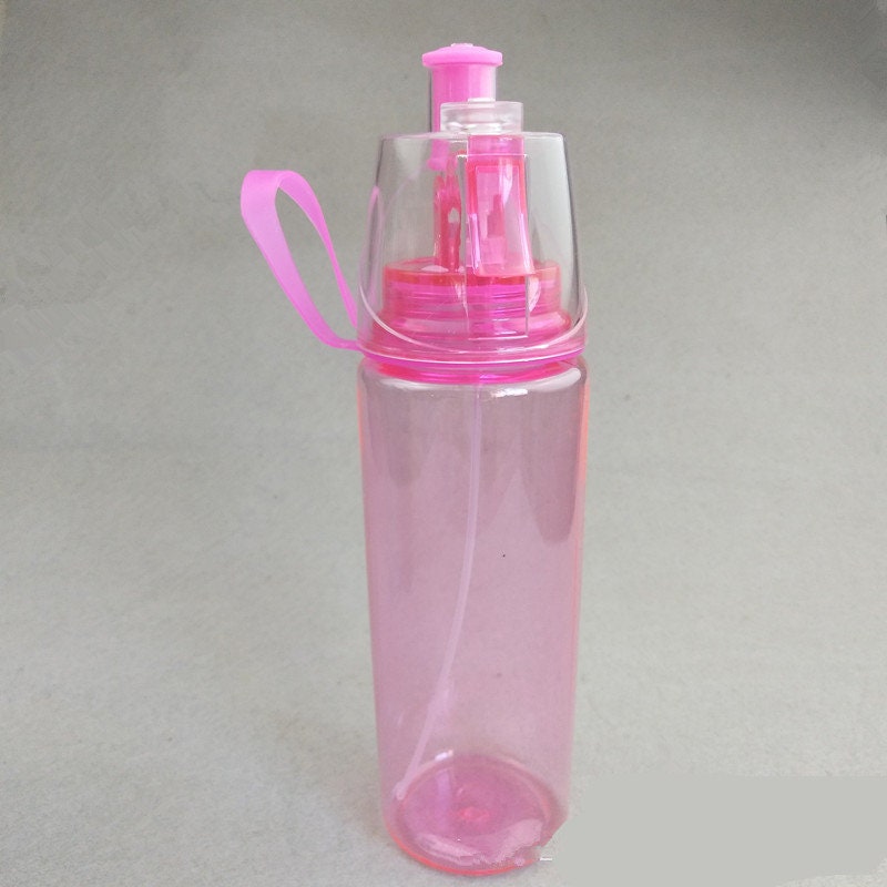 Mist 'N Sip Misting Water Bottle 2-in-1 Mist And Sip Function No Leak Pull Top Spout Sports Water Bottle Reusable Water Bottle - 20 oz