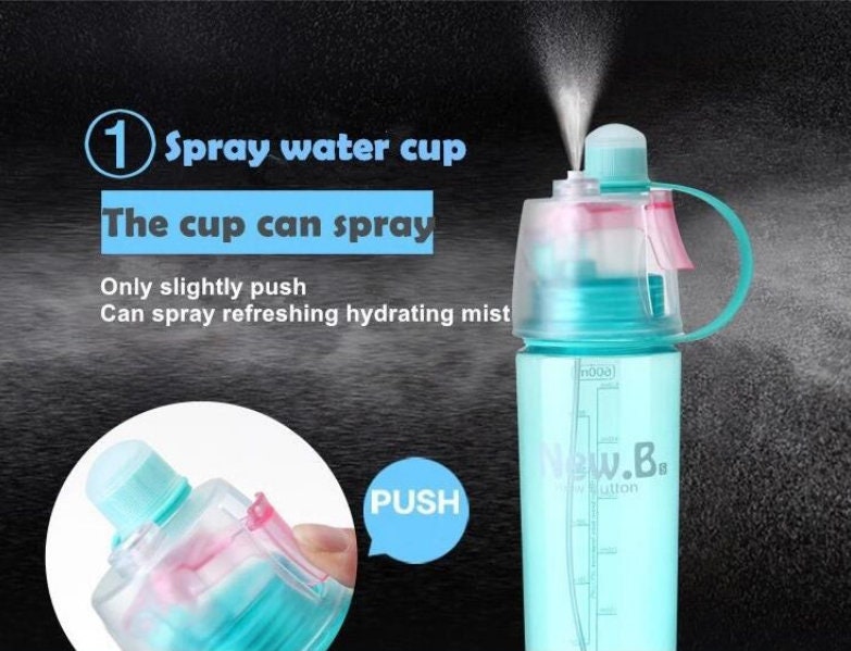 Mist 'N Sip Misting Water Bottle 2-in-1 Mist And Sip Function No Leak Pull Top Spout Sports Water Bottle Reusable Water Bottle - 20 oz