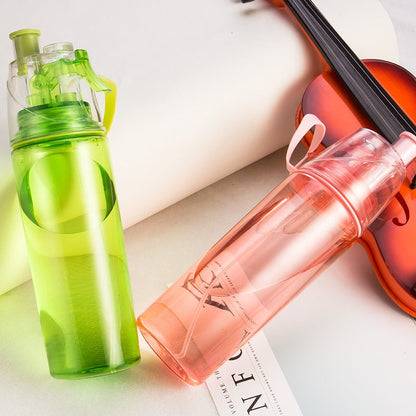 Mist 'N Sip Misting Water Bottle 2-in-1 Mist And Sip Function No Leak Pull Top Spout Sports Water Bottle Reusable Water Bottle - 20 oz