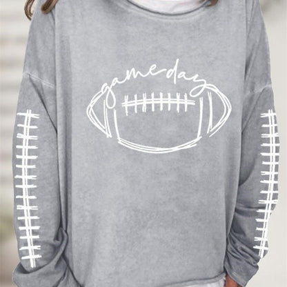 Women's Casual  Football Gameday  Printed Crew Neck Sweatshirt