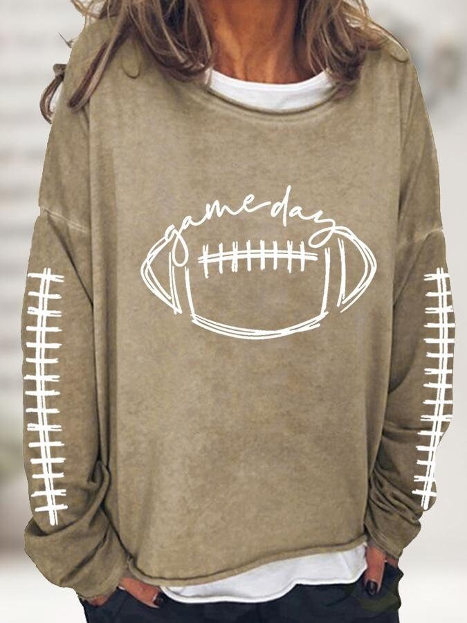 Women's Casual  Football Gameday  Printed Crew Neck Sweatshirt