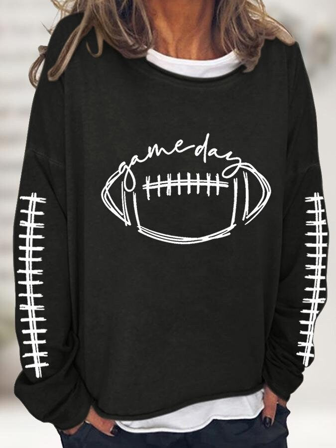 Women's Casual  Football Gameday  Printed Crew Neck Sweatshirt