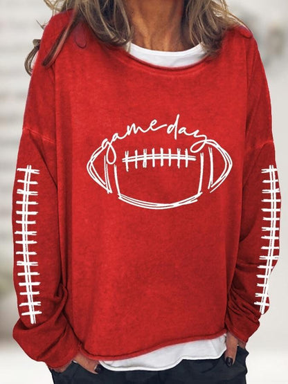 Women's Casual  Football Gameday  Printed Crew Neck Sweatshirt