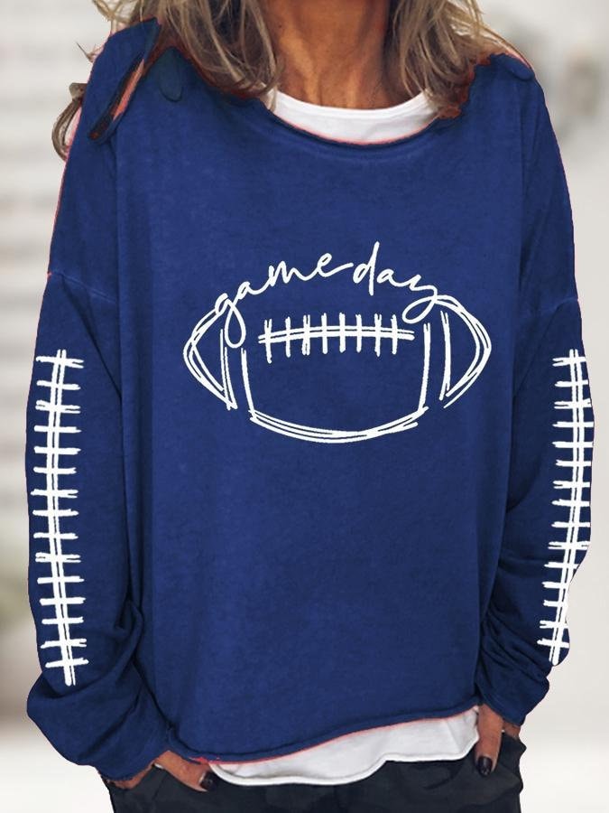 Women's Casual  Football Gameday  Printed Crew Neck Sweatshirt