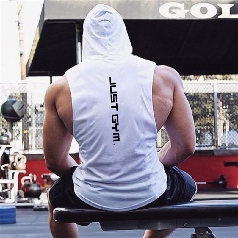Hooded Tank Tops Muscle Cut Off T Shirt Sleeveless Bodybuilding Gym Hoodies