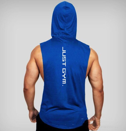 Hooded Tank Tops Muscle Cut Off T Shirt Sleeveless Bodybuilding Gym Hoodies