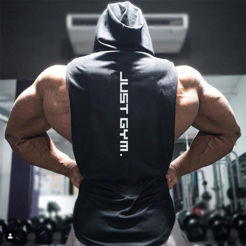 Hooded Tank Tops Muscle Cut Off T Shirt Sleeveless Bodybuilding Gym Hoodies