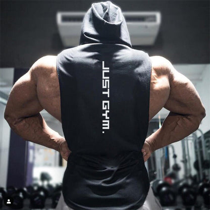 Hooded Tank Tops Muscle Cut Off T Shirt Sleeveless Bodybuilding Gym Hoodies