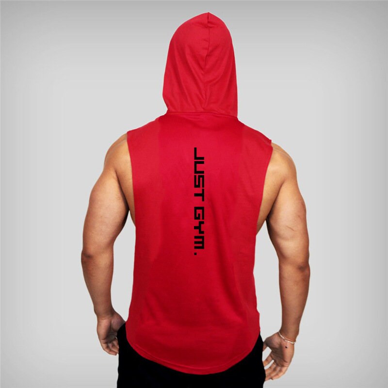 Hooded Tank Tops Muscle Cut Off T Shirt Sleeveless Bodybuilding Gym Hoodies