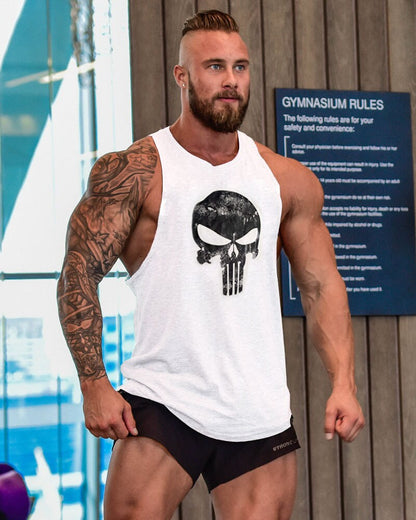 Punisher Logo Shirt Men's Bodybuilding Gym Tank Tops Workout Stringer Sleeveless Shirts Vest