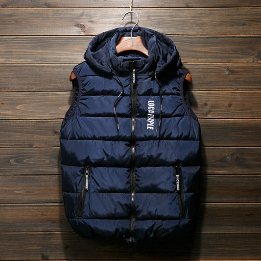 Men's Thicken Winter Vest Water-Resistant Puffer Jacket Thicken Vest with Hood