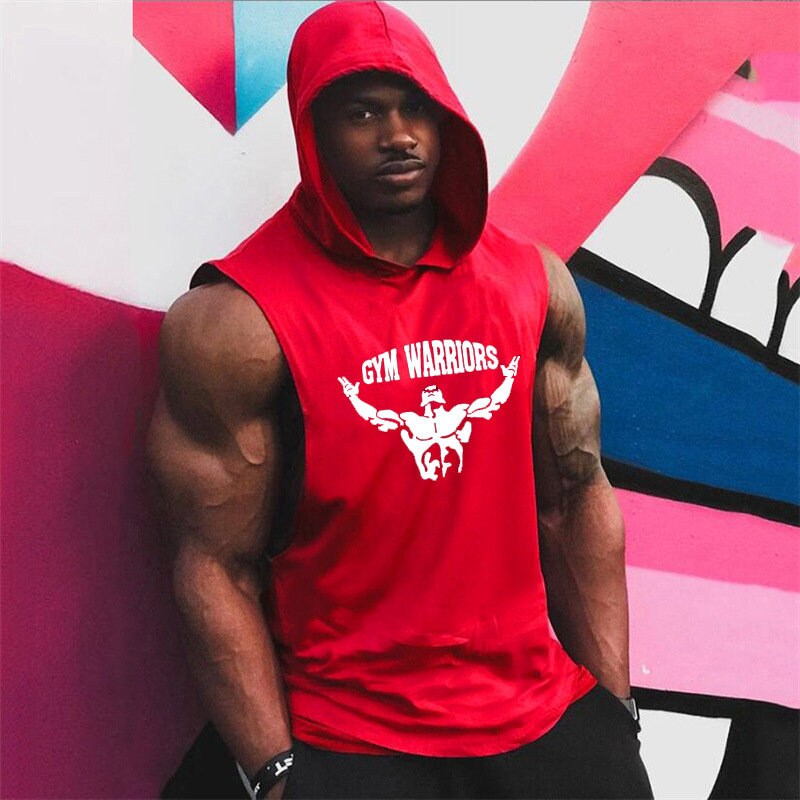Men's Workout Hooded Tank Tops Gym Shirts Workout Sleeveless Hoodie Lightweight