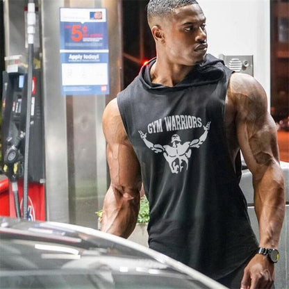 Men's Workout Hooded Tank Tops Gym Shirts Workout Sleeveless Hoodie Lightweight