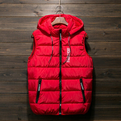 Men's Thicken Winter Vest Water-Resistant Puffer Jacket Thicken Vest with Hood