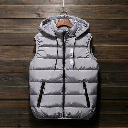 Men's Thicken Winter Vest Water-Resistant Puffer Jacket Thicken Vest with Hood