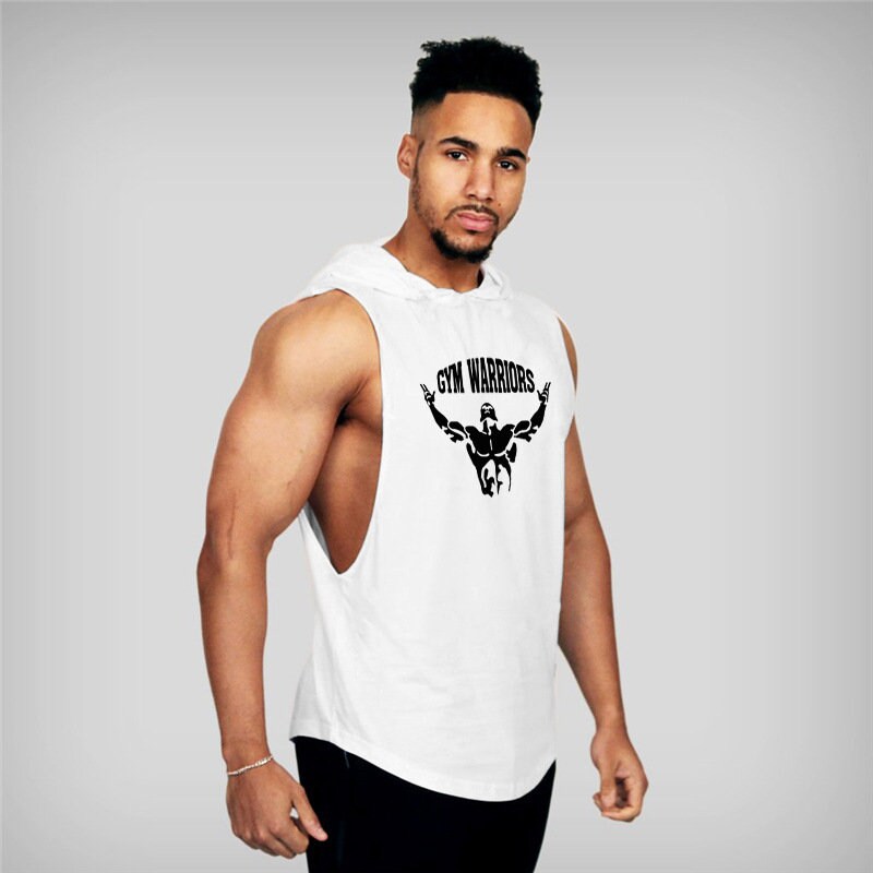 Men's Workout Hooded Tank Tops Gym Shirts Workout Sleeveless Hoodie Lightweight