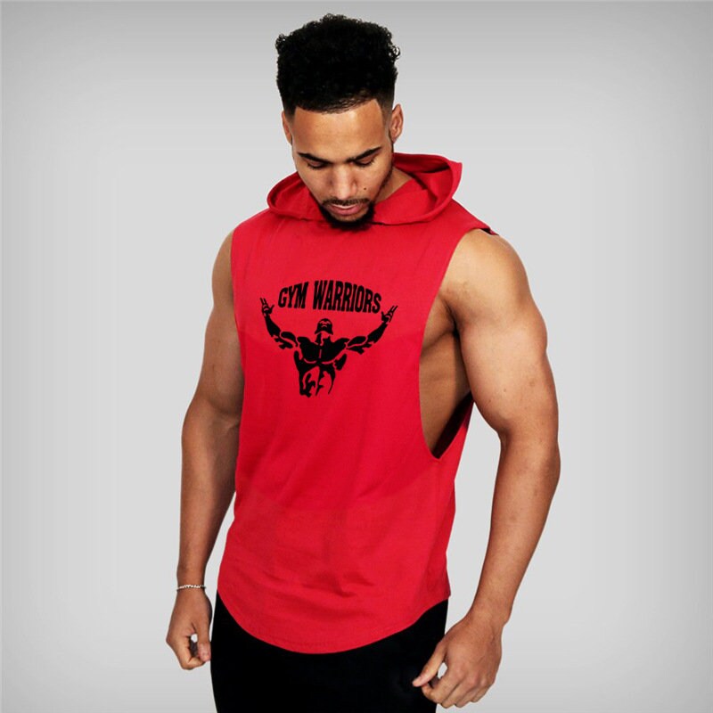 Men's Workout Hooded Tank Tops Gym Shirts Workout Sleeveless Hoodie Lightweight